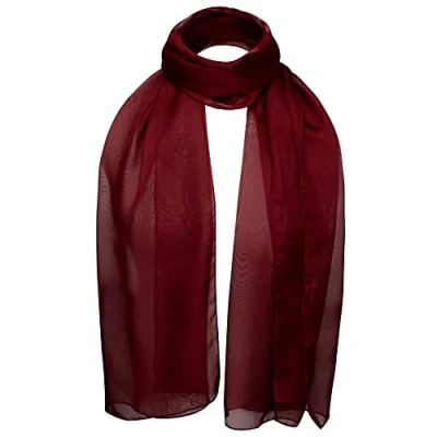Image of Basic Sense Plain Chiffon Soft Sheer Scarf, Burgundy