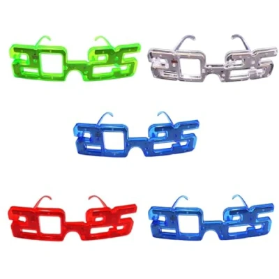 Image of 2025 Happy New Year Glasses LED Light Up Graduation Eyeglasses Flashing For Photography Props