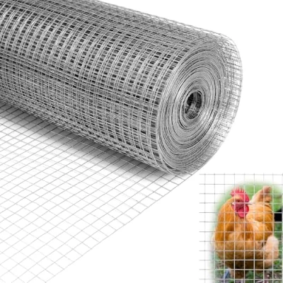 Image of QWORK® Galvanized Welded Wire Mesh, 1Mx20M Aviary Mesh 12.7mm Holes, Fence, for Chicken Coops, Rabbit Enclosures