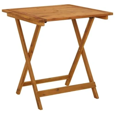 Image of vidaXL Solid Acacia Wood Folding Garden Table Weather Resistant Outdoor Furniture for Patio, and Terrace, Square Shape, Easy Assembly, Brown