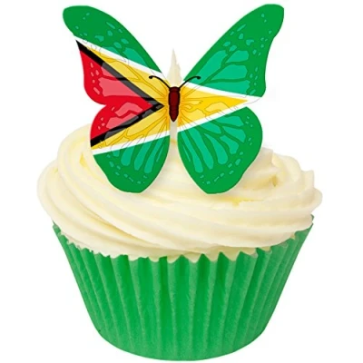 Image of Pack of 12 Perfectly Cut Guyana Flag Butterfly by CDA Products 201 511