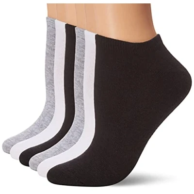Image of HUE Cotton Liner Sport Socks 6 Pair Pack, Asst. #6 (Graphite Heather/White/Black), One Size