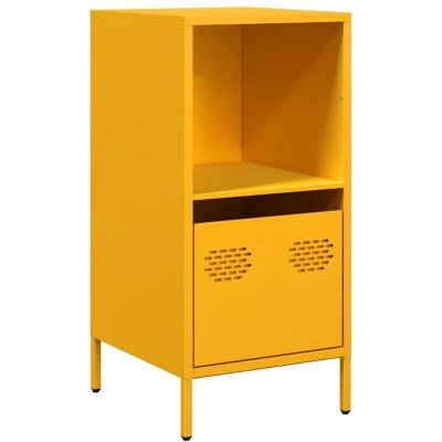 Image of vidaXL Sideboard Mustard Yellow Steel Storage Cabinet 35x39x73.5 cm for Office/Bedroom/Hallway