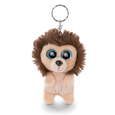 Image of NICI 46942 Original Glubschis Lion Cliff 9cm Cuddly Zoo Cute Animal Pendant for lanyards &amp; Key Holders Mini Plush Toys, Keyrings Girls and Boys, Print, Brown, 9 cm
