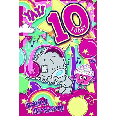 Image of Me To You Dinky Bear Yay 10 Today Girls 10th Birthday Card