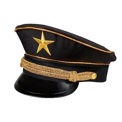 Image of Boland General Hat Military Army Uniform Headwear Fancy Dress Black Comrade Up Adult One Size (Black)