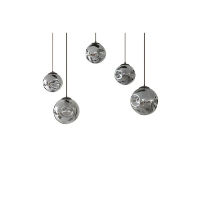 Image of Lindby Valentina pendant light, E27, 125.5cm high, grey, glass