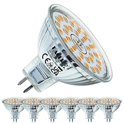 Image of EACLL GU5.3 LED 6W Warm White Light Bulb 550 Lumen Bulbs Replace 50W 2700K MR16 Halogen, AC/DC 12V, Non Dimmable, 120Wide Beam Angle, Flicker Free Reflector Spotlight, Pack of 6