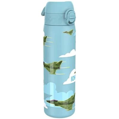 Image of Ion8 Lightweight Steel Water Bottle, 600 ml/20 oz, Non Insulated, Leak Proof, Easy to Open, Secure Lock, Dishwasher Safe, Flip Cover, Fits Cup Holders, Carry Handle, Metal Fighter Jets