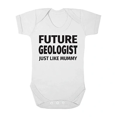 Image of Future Geologist Just Like Mummy Cute Boys and Girls Baby Vest Bodysuit (3 6 Months, White)