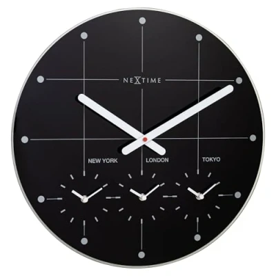 Image of NeXtime Wall Clock, verre, Black, One Size