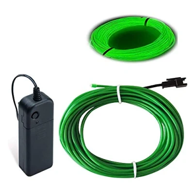 Image of Balabaxer EL Wire Green, 9.8ft/3M Neon Lights Noise Reduction Glowing Strobing Electroluminescent for Halloween, Parties, Blacklight Run,DIY Decoration