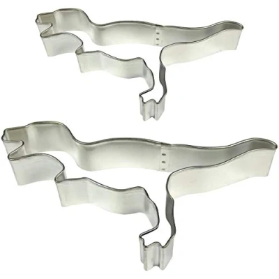 Image of PME Dinosaur Cookie and Cake Cutters, Small Large Sizes, Set of 2,Silver,15x2x6.5 cm