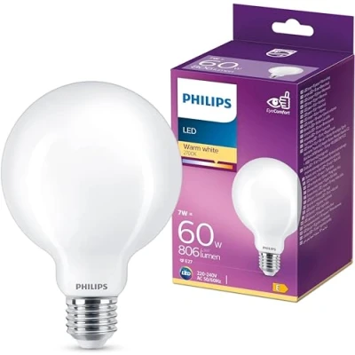 Image of Philips LED Premium Frosted G93 Globe Light Bulb [E27 Edison Screw] 7W 60W Equivalent, Warm White (2700K), Non Dimmable