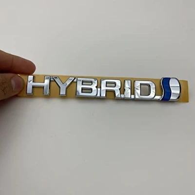 Image of Hybrid Emblem Front Fender Chrome Badge Logo (Silver)