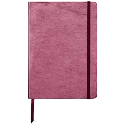 Image of Clairefontaine Ref 400093C Cuirisé&#039; Leather Softcover Notebook (144 Pages) A5 (148 x 210mm) in Size, Plain Rulings, Genuine Leather, Elastic Closure Cherry