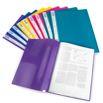 Image of Rapesco 0919 A4 Project Presentation Display Book, 20 Pockets, Assorted Bright Colours, Pack of 10