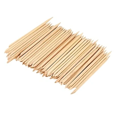 Image of 100Pcs Nail Art Orange Wood Sticks Cuticle Pusher Remover Pedicure Manicure Tool