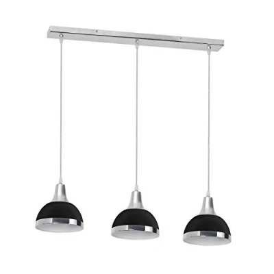Image of Premier Housewares E27 Edison Screw 40 W 3 Ceiling Light Shade Lights Black Pendant Lighting H120xW68xD18