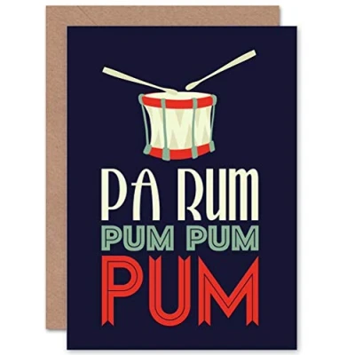 Image of Wee Blue Coo Personalised Little Drummer Boy Drum Lyrics Fun Xmas Greeting Card For Anyone All Man Woman Christmas