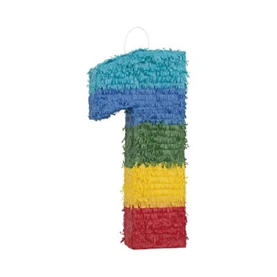Image of Number 1 Pinata (37cm x 53cm) Vibrant Multicolor Party Essential Perfect for Kids Birthday Celebrations &amp; Festivities Pc