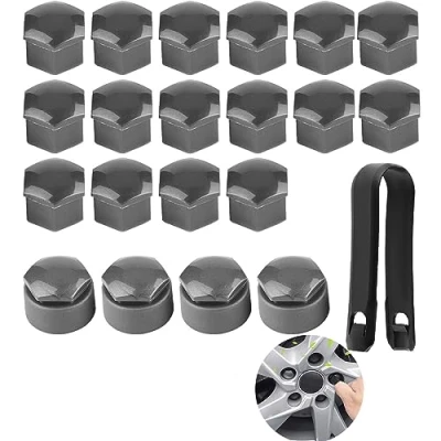 Image of Wheel nut Rim Cover,20pcs 17mm Car bolt covers Auto Hub Screw Protection Anti theft caps Cover Cap (Gray)