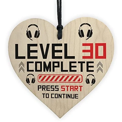 Image of RED OCEAN 30th Birthday Gamer Gift Wooden Heart Novelty Gifts For Son Brother