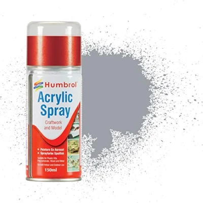 Image of Humbrol Satin Spray Paint AD6165 No 165 Medium Sea Grey 150ml Model Paints for Plastic Kits, Fast Drying Modelling Crafting Surfaces Including Plastic, Fabric, Glass, Wood &amp; Metal Models