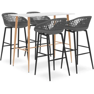 Image of vidaXL 5 Piece Bar Set White and Grey