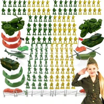 Image of sobebear 200PCS Pieces Combo Set Kids Military Toy with Trucks &amp; Army Vehicle Soldier Men (200 Pieces), Helicopter for Boys Girls 3+ Years