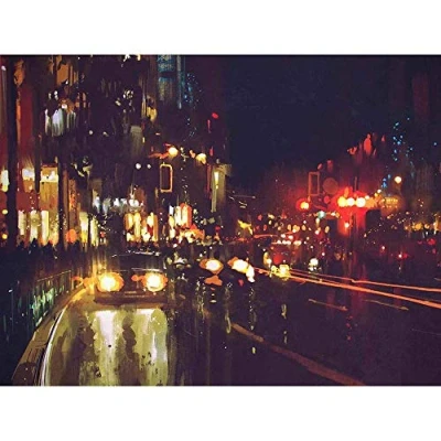 Image of Wee Blue Coo Cityscape At Night Art Print Poster Wall Decor 12X16 Inch