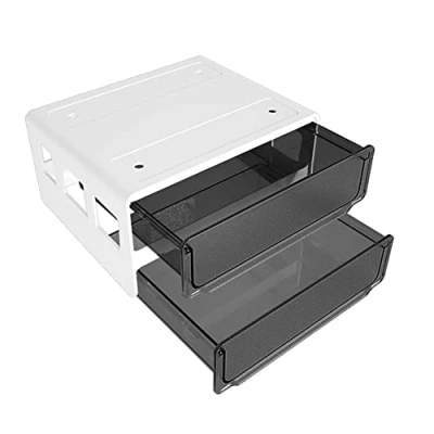 Image of Jdeijfev Under Desk Storage Drawer Slide Out, Hidden Self Adhesive Organizer, Attachable Organizer with 2 Layers Black