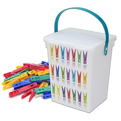 Image of Clothes Plastic Pegs Container Washing Line Lid Handle Box Storage Home Laundry