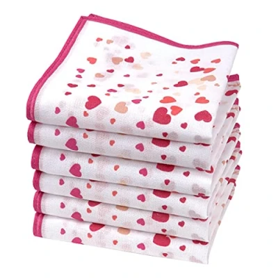 Image of Merrysquare Mini Mouchoirs Hearts Roses 100% Cotton 6 Units Small Size 23cm x CONFETTI Model