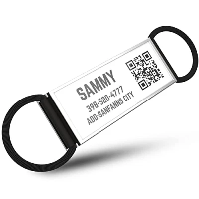 Image of DISONTAG QR Code ID Tags for Dog Photo Personalized Free Online Pet Profile Large Picture Display Modifiable Privacy Control No APP Required(23 * 58mm)