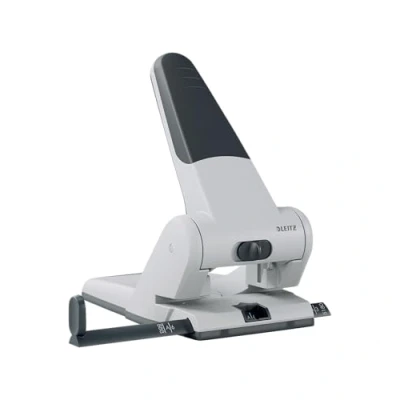 Image of Leitz Heavy Duty Hole Punch, 65 Sheets, Guide Bar with Format Markings, Metal, 51800084 Silver