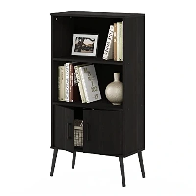 Image of Furinno Claude Mid Century Style Accent Bookcase with Wood Legs, Espresso