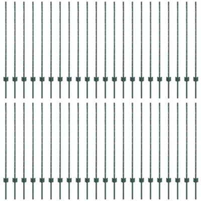 Image of vidaXL Fence Posts 44 pcs U Channel Green 160 cm Steel