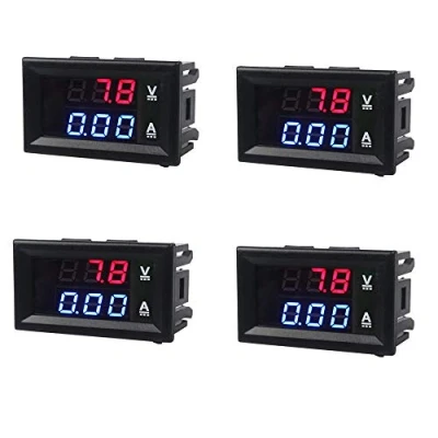 Image of Mini Digital Voltmeter Ammeter DC 100V 10A Panel Amp Volt Voltage Current Meter Tester Blue Red Dual LED Display(4 Pcs)