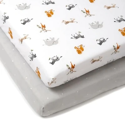 Image of Clair de Lune 2 Pack Jungle Dream Cot Bed Sheets (140 x 70 cm)