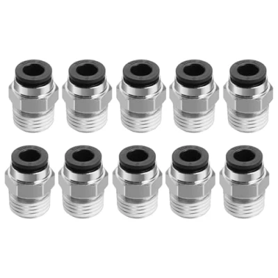 Image of Heschen M6 Straight Pneumatic Push to Quick Connect Fittings, PC6 02, PT1/4&#039;&#039; Male Thread Connector, 6mm Tube OD, 10 PCS