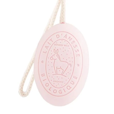 Image of Label Provence Savon de Marseille French Soap on a Rope Made With Fresh Organic Donkey Milk Rose Fragrance 175 Grams
