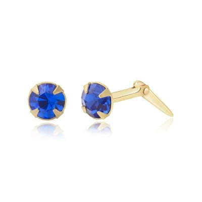 Image of 9ct yellow gold 3mm round sapphire crystal Andralok stud earrings/Gift box