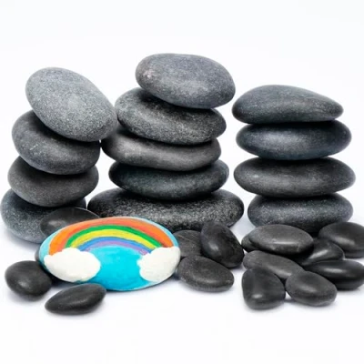 Image of BELLE VOUS 120 Pack of River Painting Rocks 1.3 7cm/0.5 2.75 Inches Assorted Kindness Large Flat &amp; Smooth Pebbles/Stones for Painting, Arts, DIY Crafts or Garden Decoration