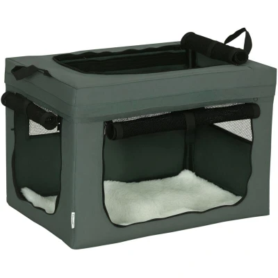 Image of PawHut 60cm Pet Carrier, Cat Bag, travel Bag w/ Cushion, Carry for Cats and Miniature Dogs Grey
