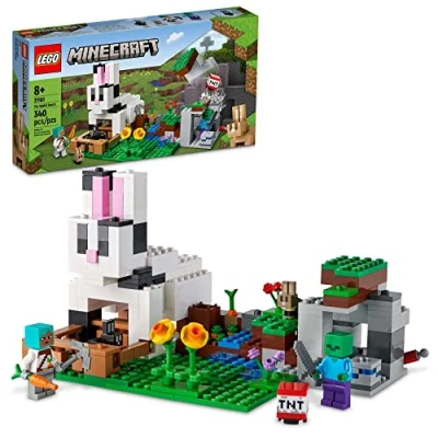Image of LEGO Minecraft The Rabbit Ranch 21181 Building Kit; Toy Bunny House Playset; Gift for Kids and Players Aged 8+ (340 Pieces)