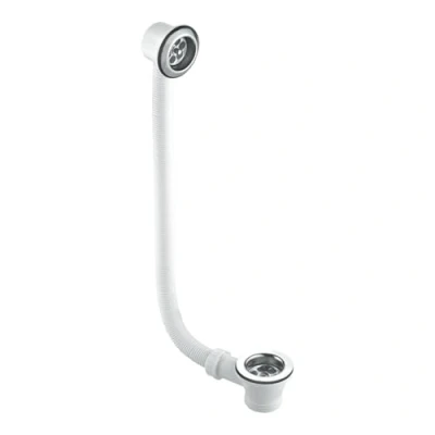 Image of McAlpine FBW2P SS Grating Bath Combined Waste and Overflow Connector, White