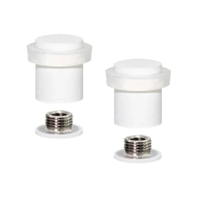 Image of EVI Herrajes Pack of 2 White Door Stops Ø20x25mm Floor Mounted Lacquered Stainless Steel Silicone Protection Includes Screw + Fastening Plug Model I 181 BBL