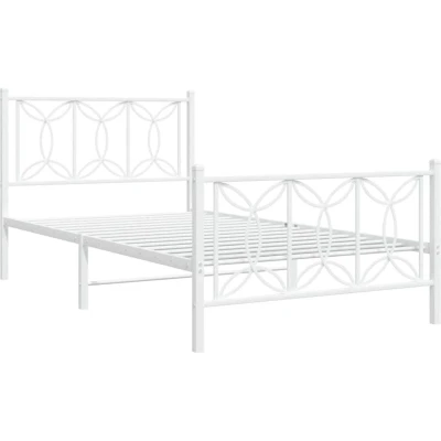 Image of vidaXL Metal Bed Frame without Mattress with Footboard White 107x203cm