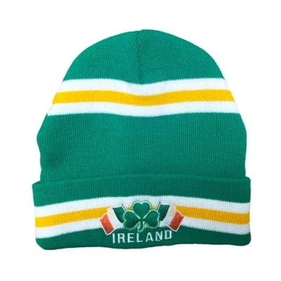Image of Ireland Unisex Bronx Hat Irish Clover and Flag Embroidered Acrylic Adults